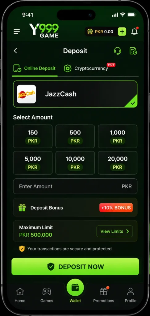 y999 game deposit method