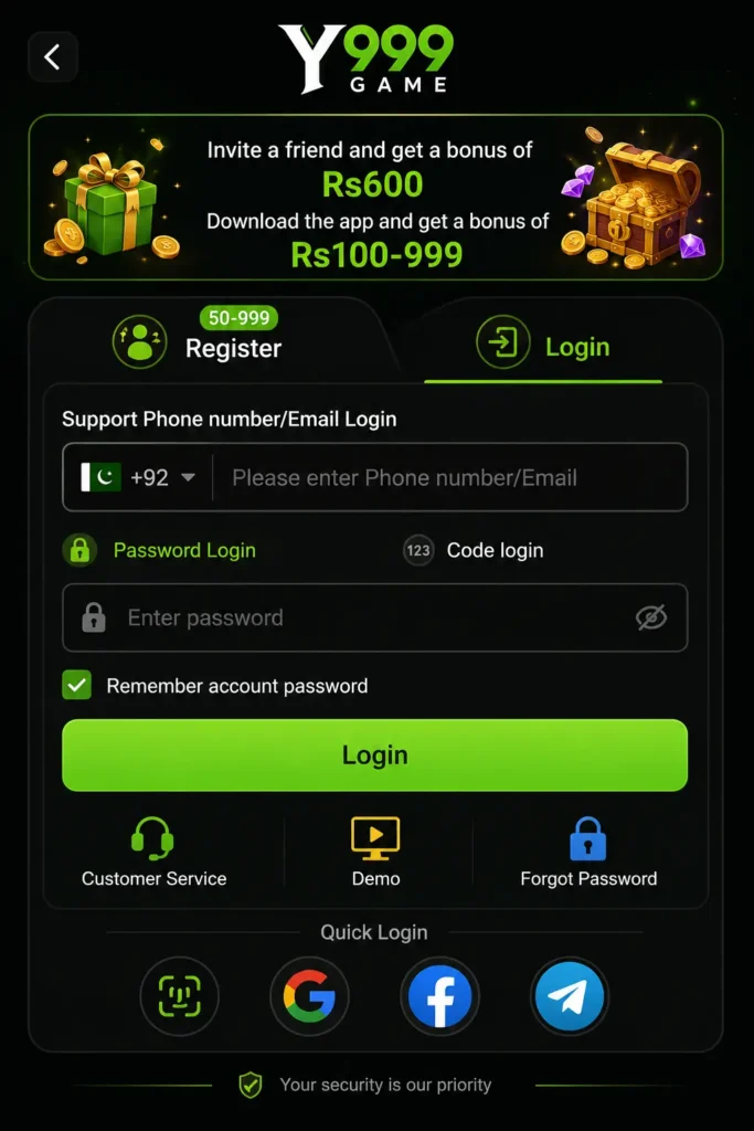y999 game register method