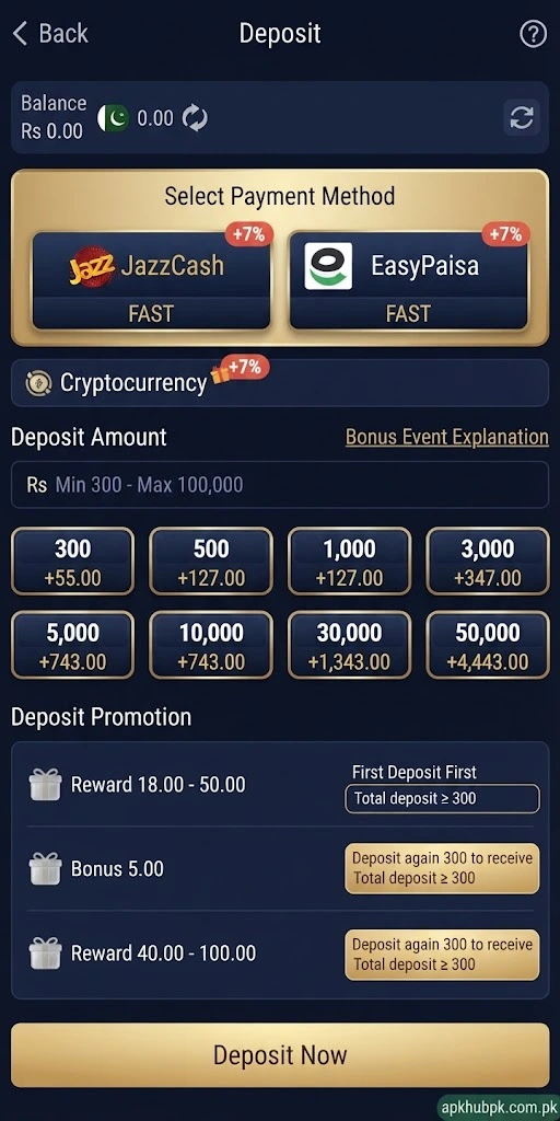 e444 game deposit method