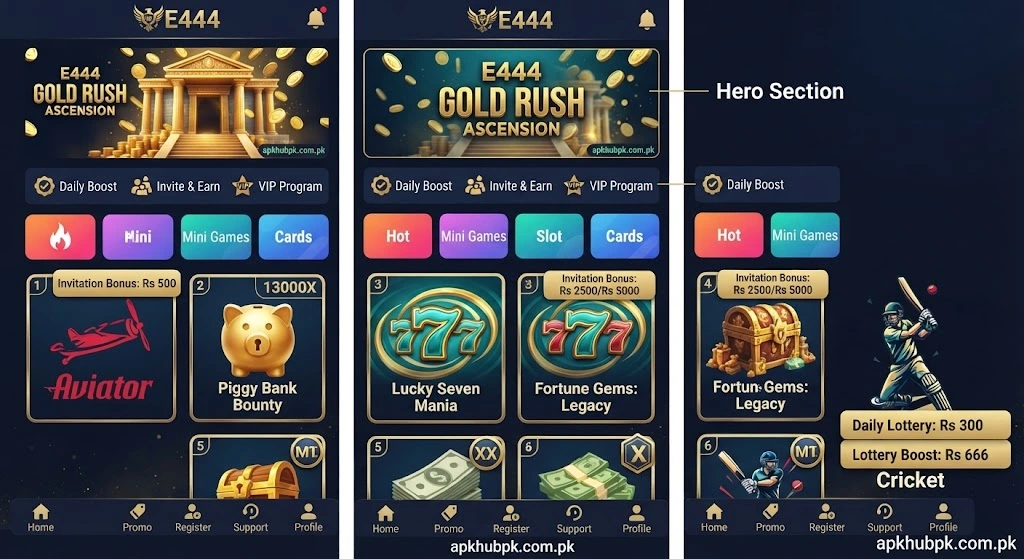 e444 game features